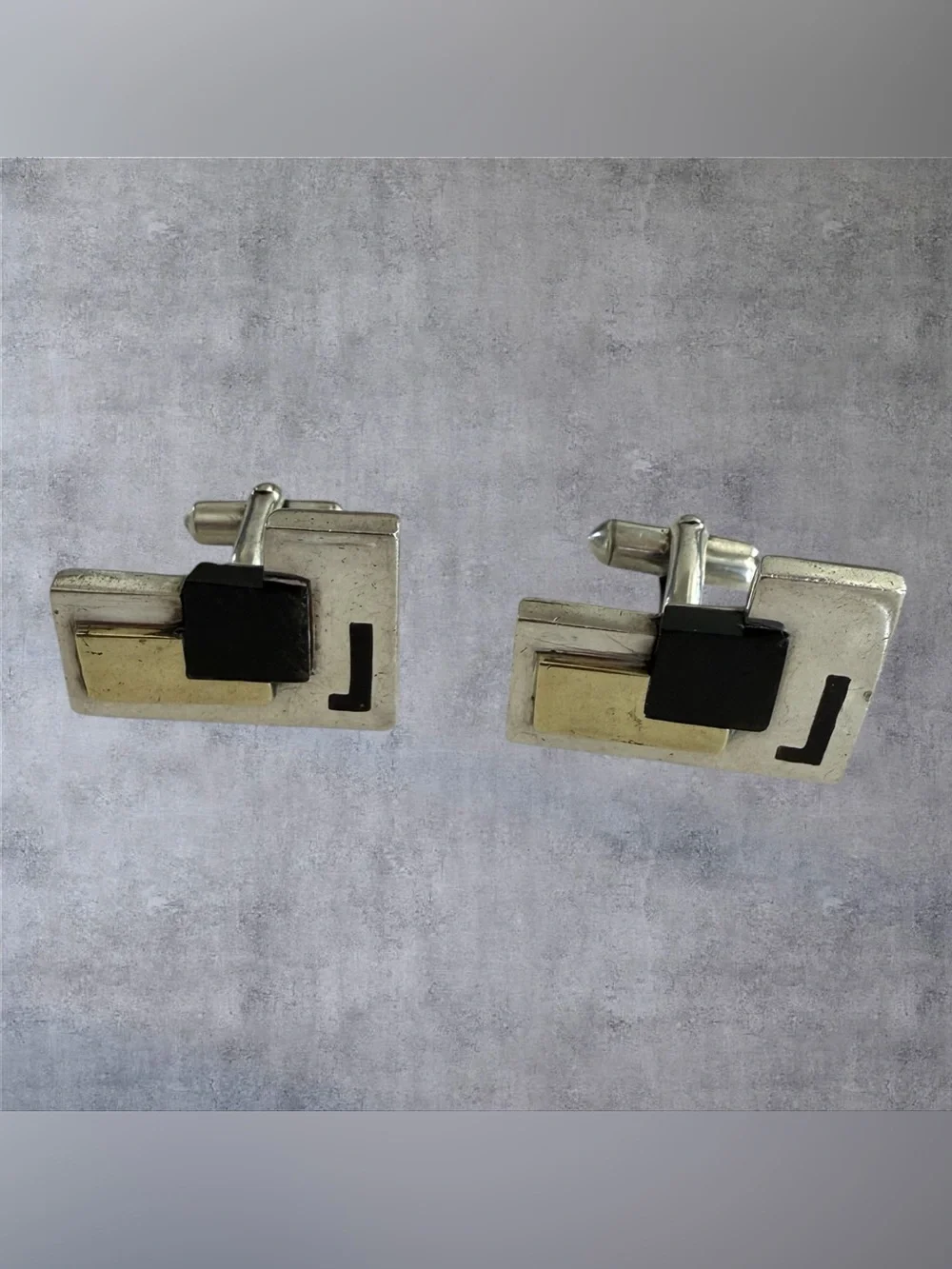 Antonio Pineda Taxco Mexico 970 Silver Onyx Cufflinks Modernist 36g